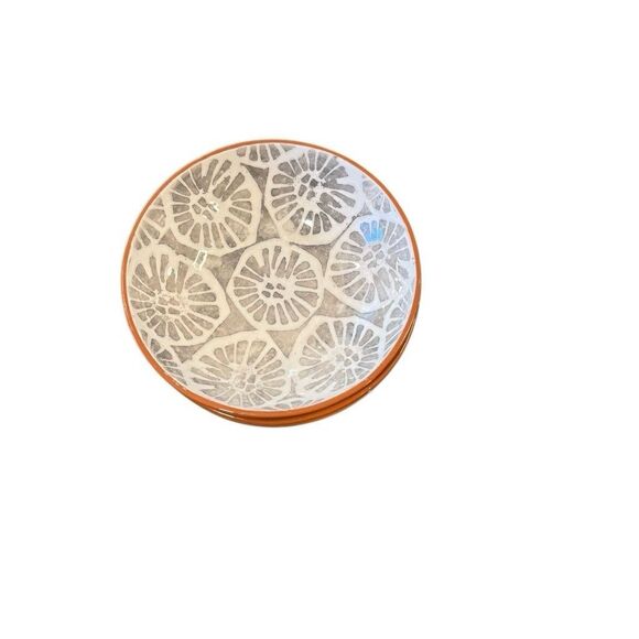 Crate & Barrel NICO  7” Terracotta Geometric Pattern Clay Glazed Soup Plate - Picture 4 of 10